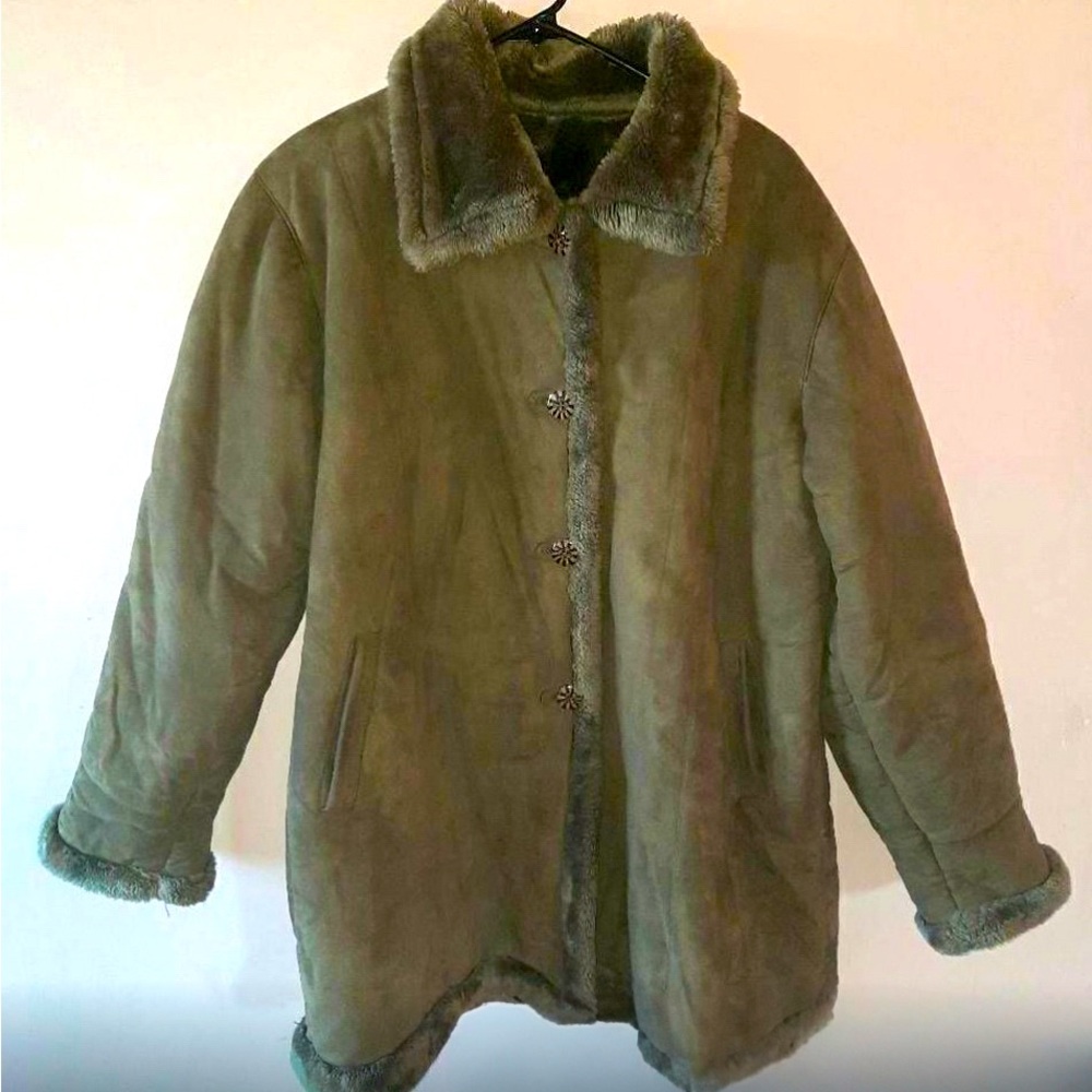 Vintage Valentino Shearling Suede Coat – XXL, Made in Italy